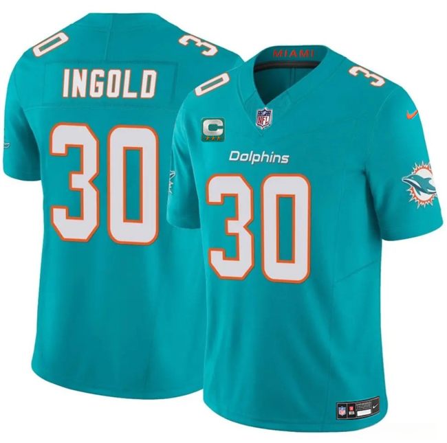 Men's Aqua Miami Dolphins #30 Alec Ingold 2025 F.U.S.E. With 3-Star C Patch Vapor Limited Stitched Football Jersey